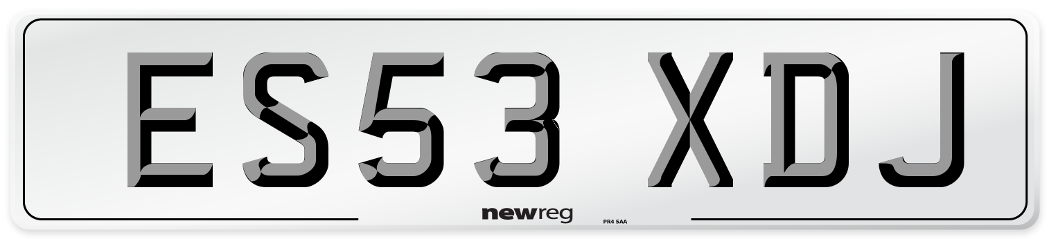 ES53 XDJ Number Plate from New Reg